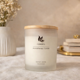 Frosted Glass Candle with Wooden Lid