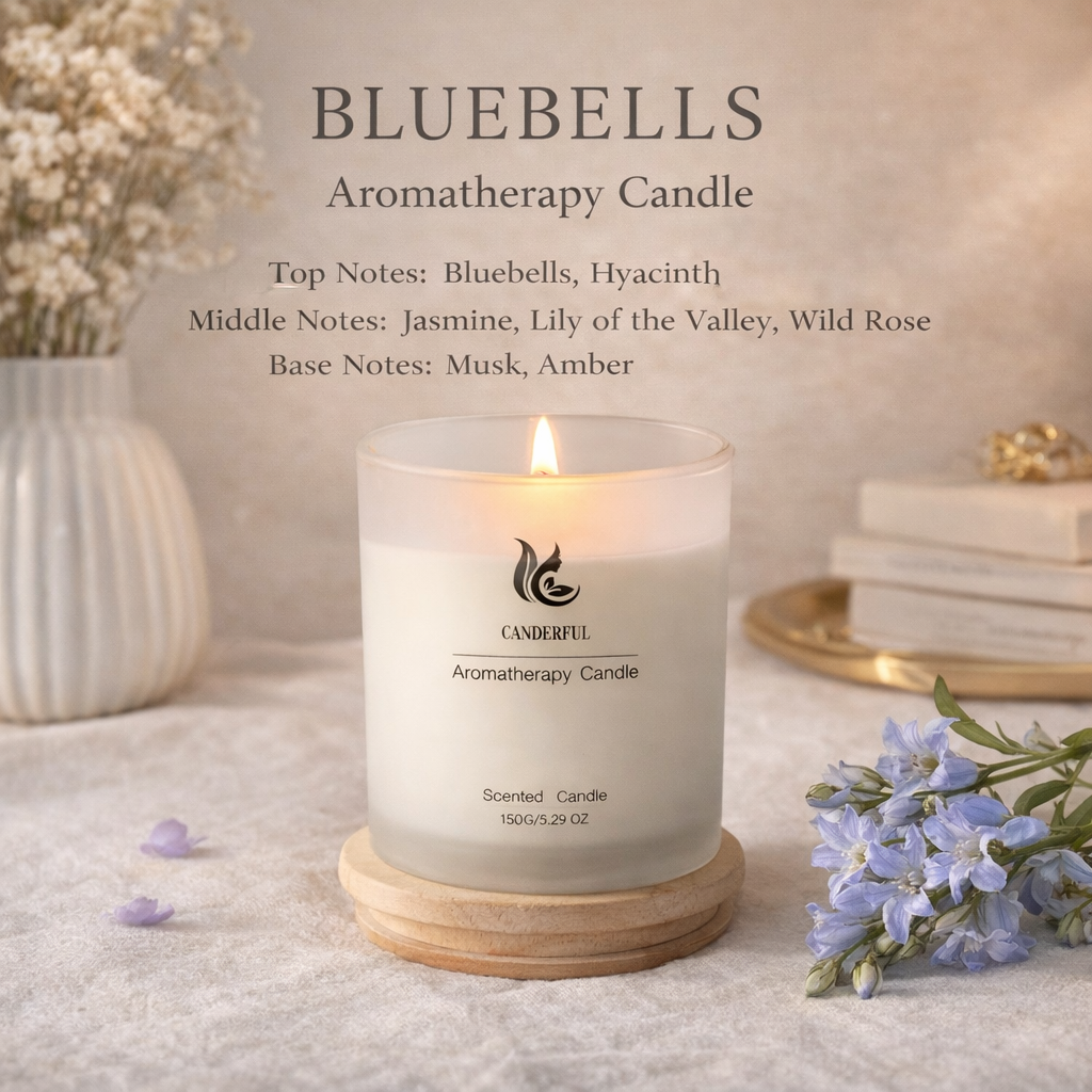 Frosted Glass Candle with Wooden Lid